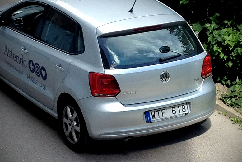 WTF, Registreringsskylt, Bil