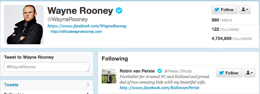 Robin van Persie, Twitter, Wayne Rooney