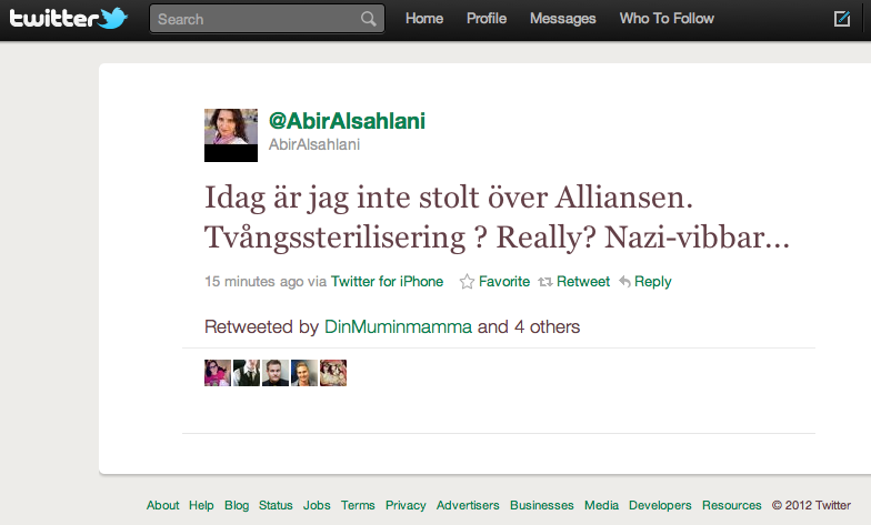 Tvångssterilisering, Abir Al-Sahlani, Alliansen, Politik, Centern, HBT, Centerpartiet, Transsexuell