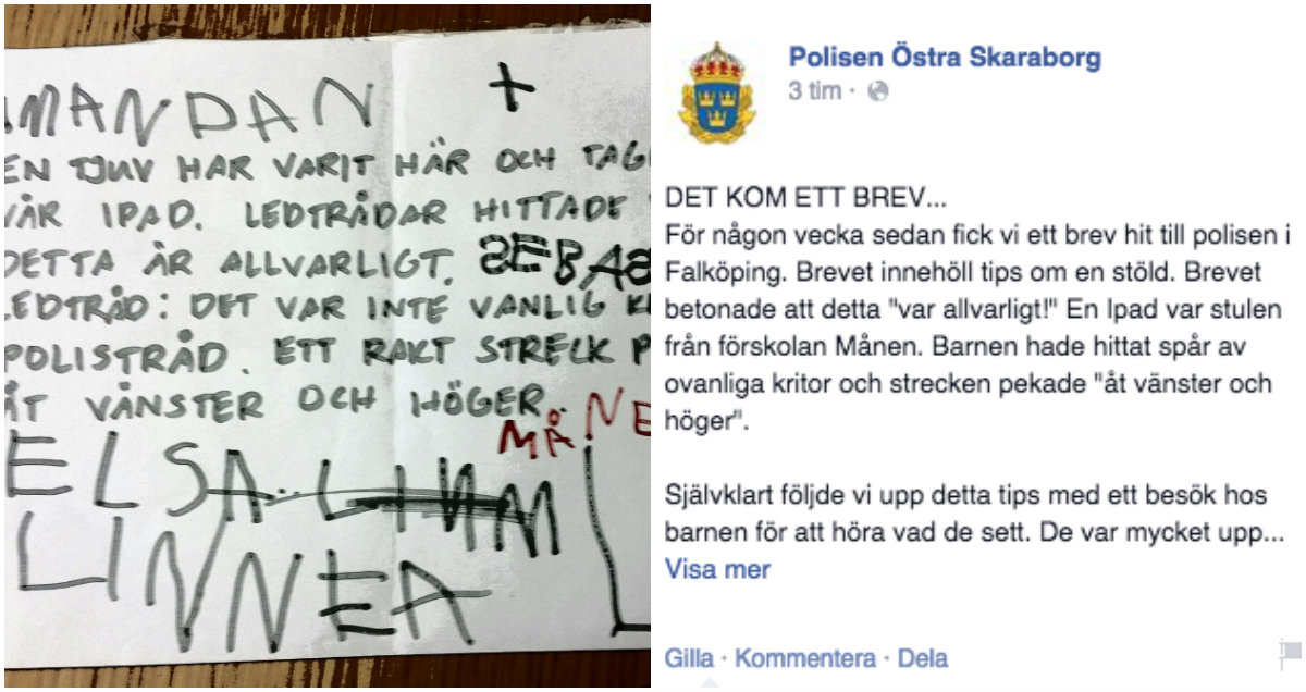 Barnens handskrivna polisanmälan är det sötaste på länge
