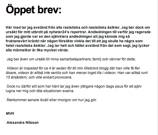 Nationalsocialistisk Front, Peter08, SVT, Peter Nilsson, SVT Debatt, Blogg, Bloggare, Janne Josefsson, Nazism, Nazister, NSF, Kissie, Aaron Israelson, Alexandra Nilsson