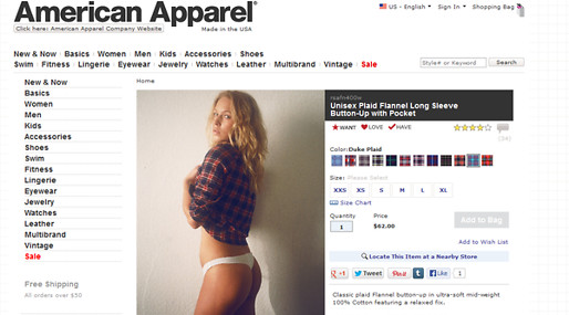 Sexistisk marknadsföring, Klädföretag, American Apparel, Unisex-kläder