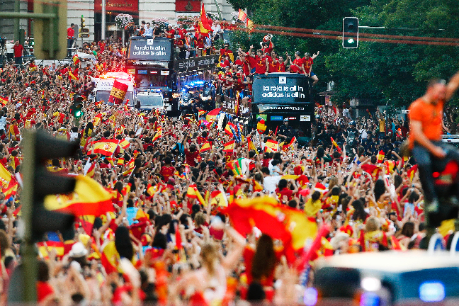 Juan Carlos, La Roja, EM, Mästare, Fest, Madrid, Fotboll, Spanien