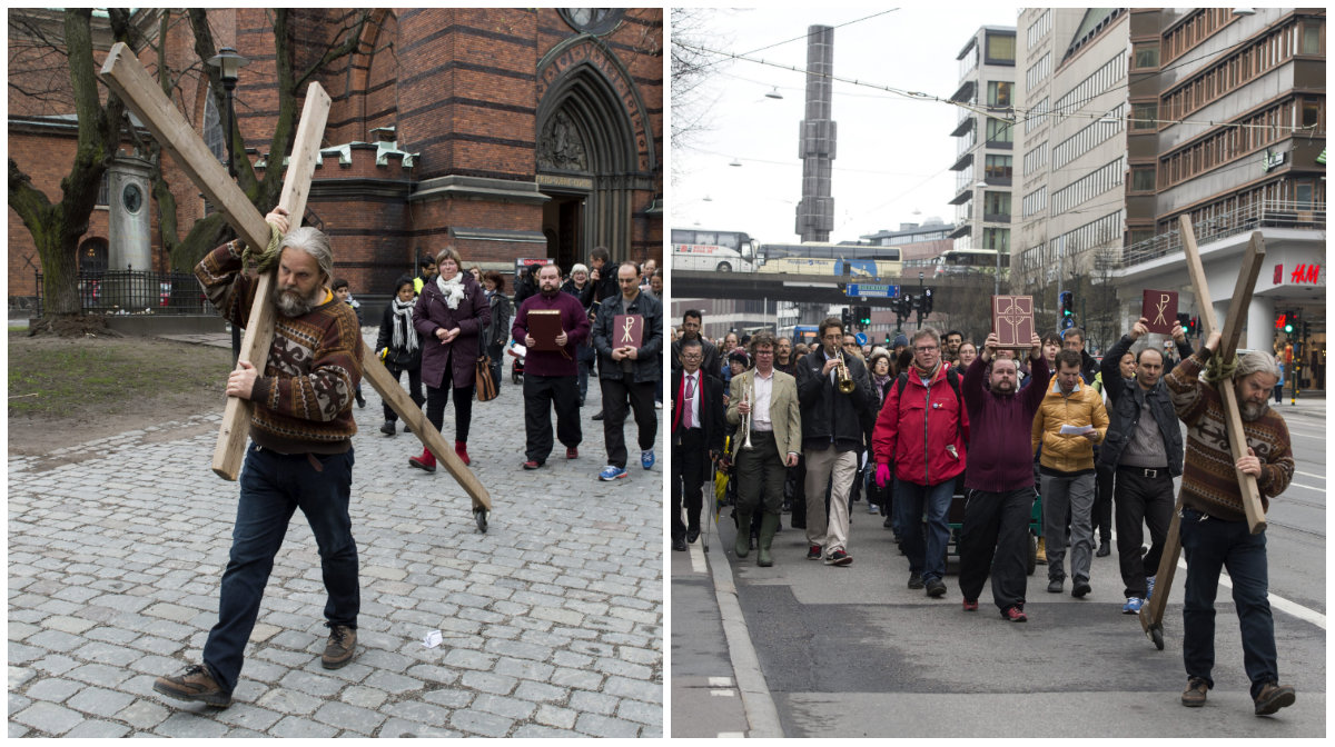 Här korsvandrar de genom Stockholm till minne av Jesus