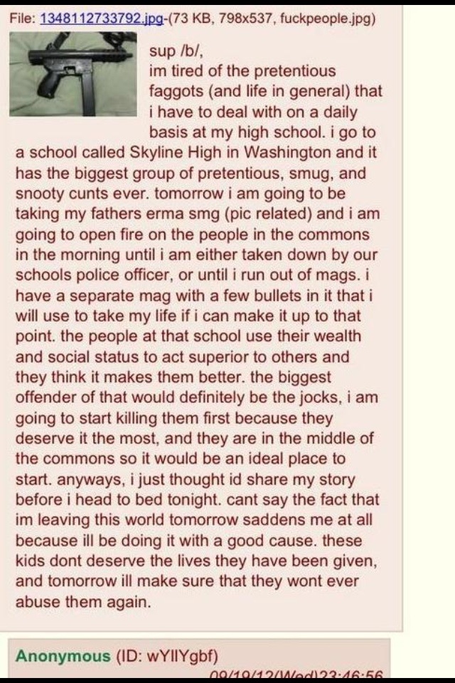 4Chan, Skolskjutning