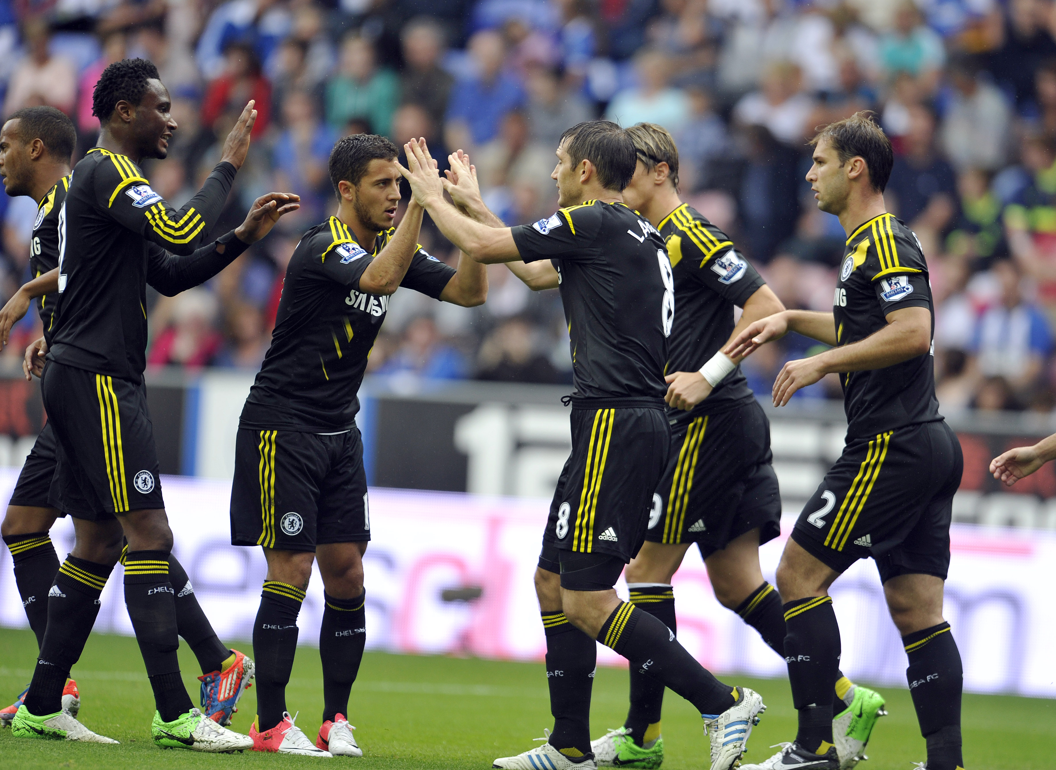 Premier League, Wigan, Branislav Ivanovic, Frank Lampard, Eden Hazard, Chelsea