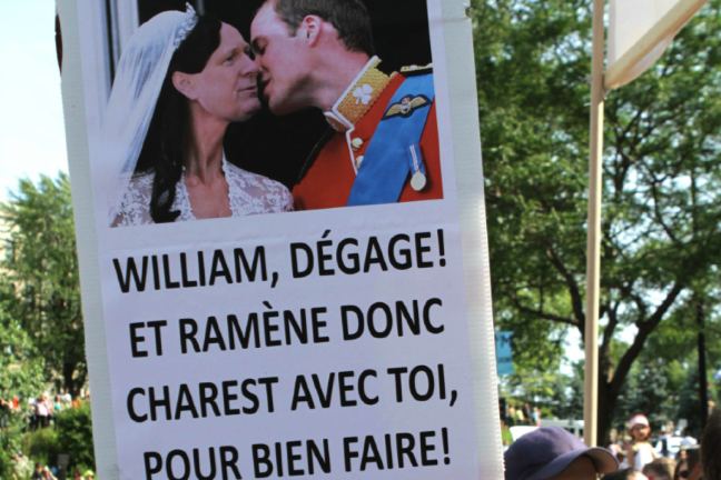 Prins William, Kate, Jean Charest, Quebec, Statsbesök, Demonstrationer