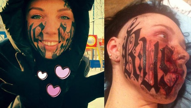 Ansikte, kärlek, Tatuering