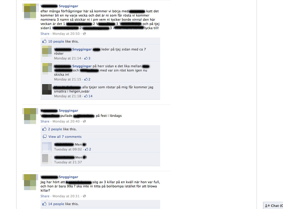 Skvaller, Bloggar, Gossip Girl, Bris, Facebook, Psykisk Ohälsa