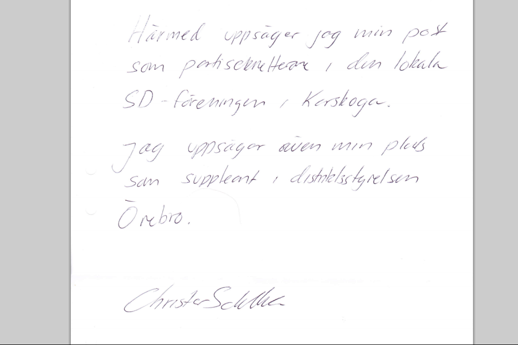  Christer Schoultz, Sverigedemokraterna