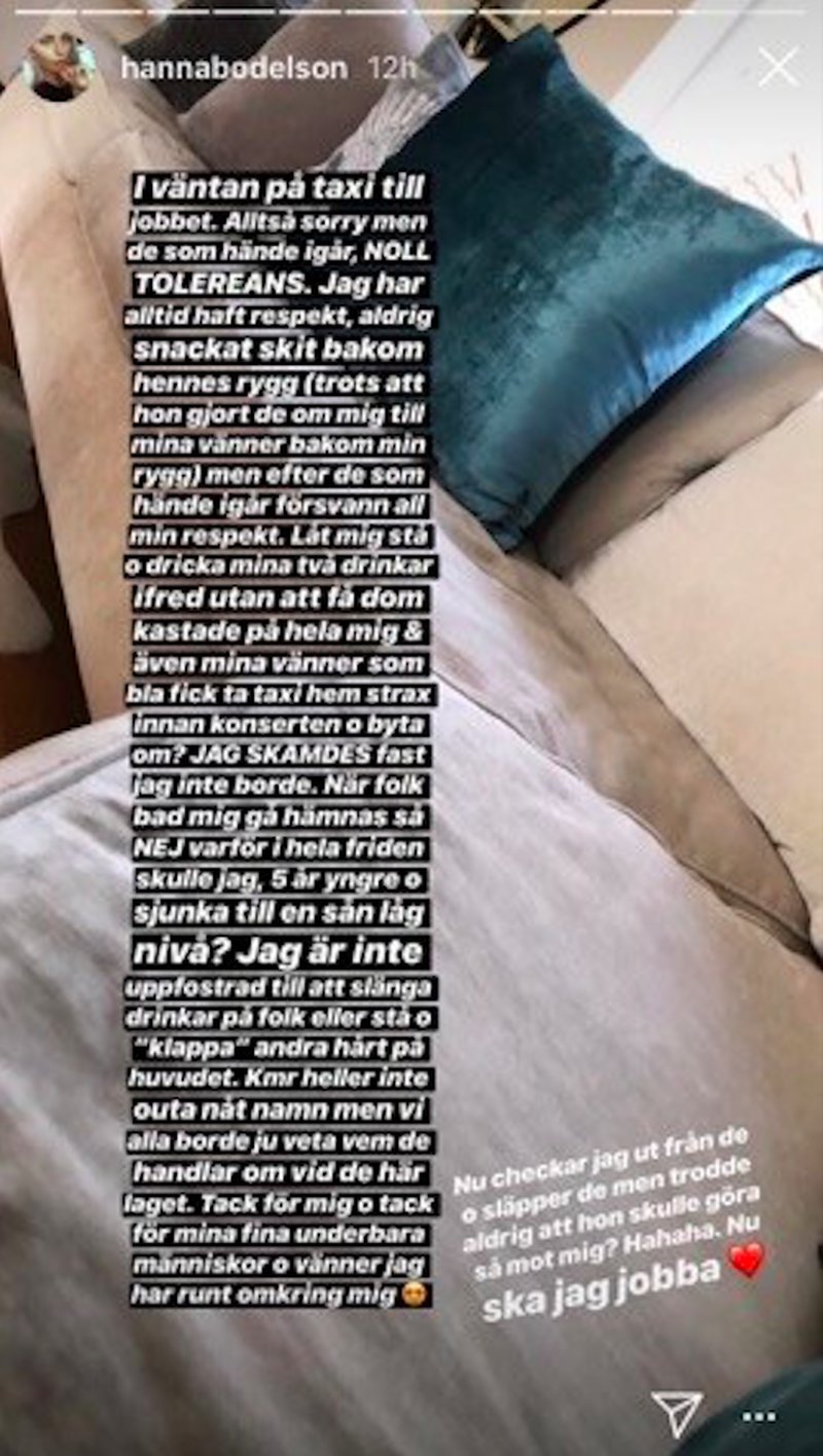 Hanna skrev ut detta på sin Instagram Hanna skrev ut detta på sin Instagram