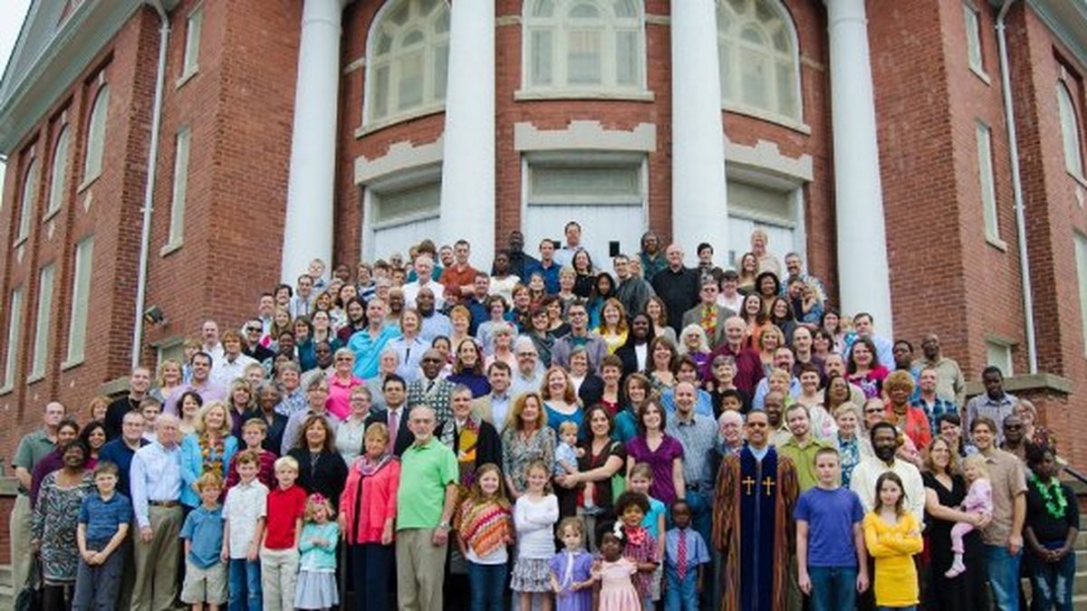 Församlingen vid metodistkyrkan i Winston-Salem, North Carolina.