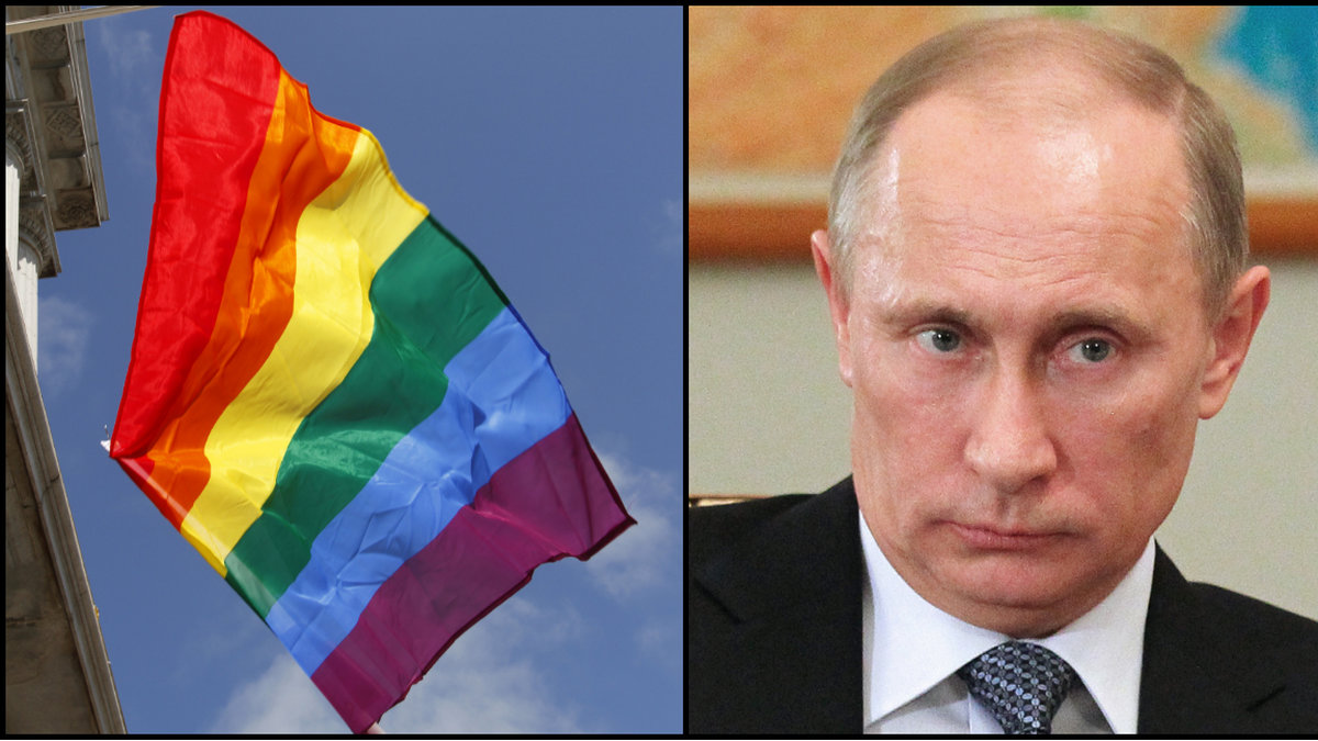 Putin kommer att mötas av regnbågsflaggor den 8 april.