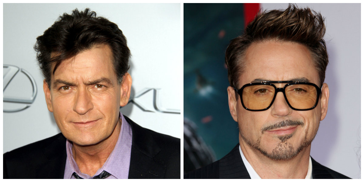 Charlie Sheen och Robert Downey Jr gick på Santa Monica High School tillsammans och blev riktigt bra vänner. Charlie Sheen och Robert Downey Jr gick på Santa Monica High School tillsammans och blev riktigt bra vänner.