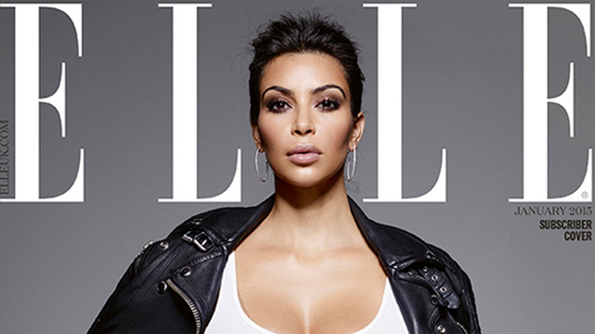 Wow! Kim Kardashian på ett utav amerikanska Elles omslag. 