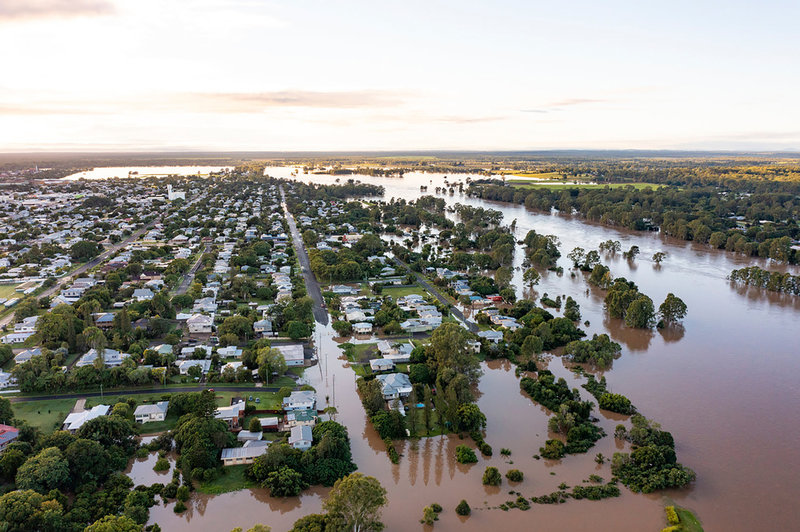 Queensland har drabbats av flera naturkatastrofer som översvämningar och bränder de senaste åren. På bilden samhället Maryborough i Februari.