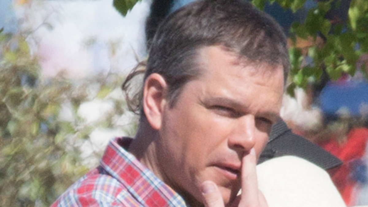 Matt Damon spelar in film i Los Angeles. 