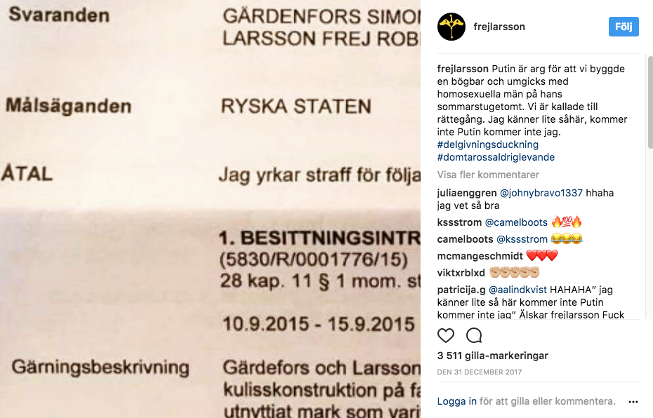 Frej Larsson åtalas. Frej Larsson åtalas.