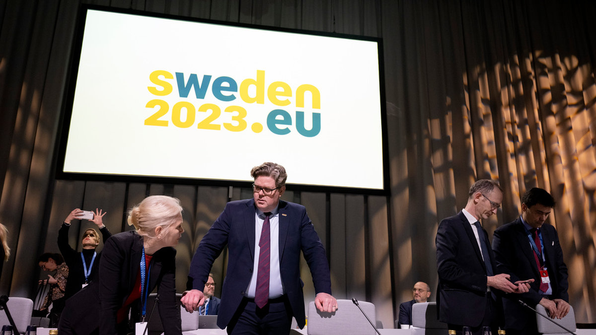 Sveriges justitieminister Gunnar Strömmer (M) under den andra dagen av informella möten i EU:s ministerråd på Arlanda stad.