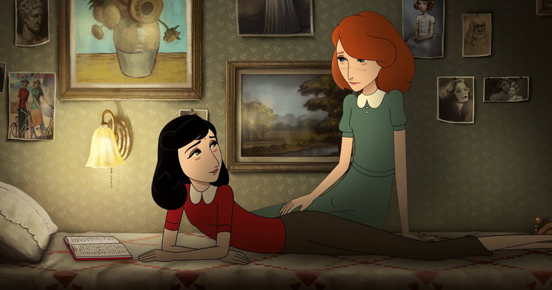 Anne Frank och hennes påhittade vän Kitty i Ari Folmans 'Var är Anne Frank'. Pressbild.