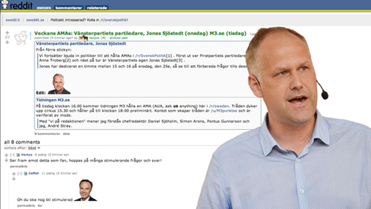 Jonas Sjöstedt tar plats på Reddit.