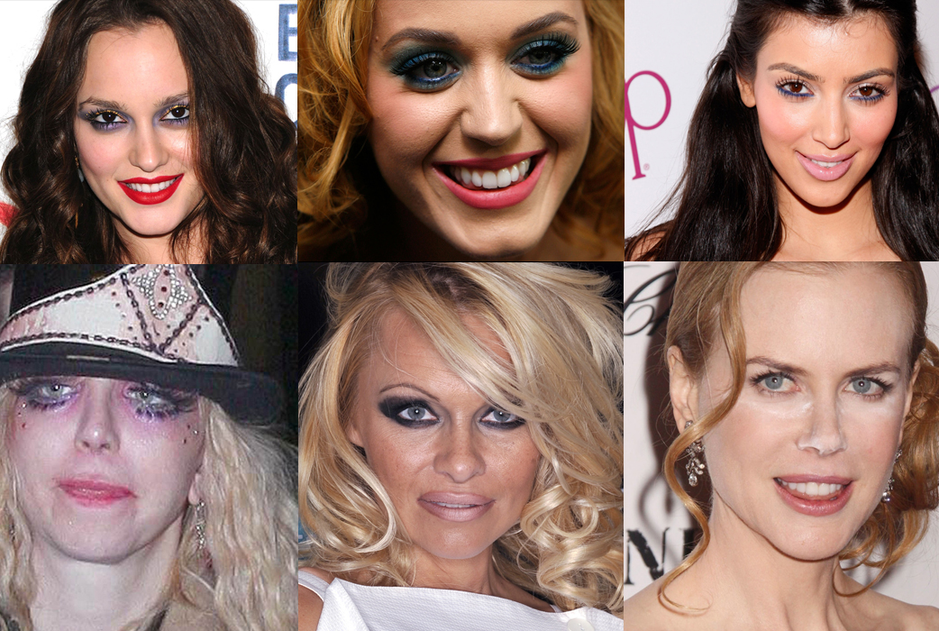 Leighton Meester, Katy Perry, Kim Kardashian, Courtney Love, Pamela Anderson och Nicole Kidman är bara några av de stjärnor som råkat ut för sminkkatastrofer. Se alla tabbar i bildspelet – klicka på pilarna. Leighton Meester, Katy Perry, Kim Kardashian, Courtney Love, Pamela Anderson och Nicole Kidman är bara några av de stjärnor som råkat ut för sminkkatastrofer. Se alla tabbar i bildspelet – klicka på pilarna.