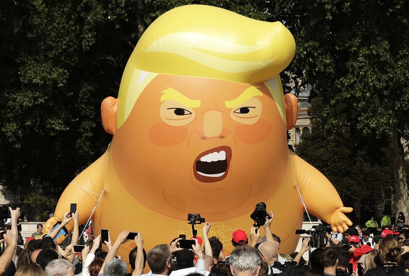 En uppblåsbar Trump-docka under protester mot Donald Trumps besök i London 2018. Arkivfoto.
