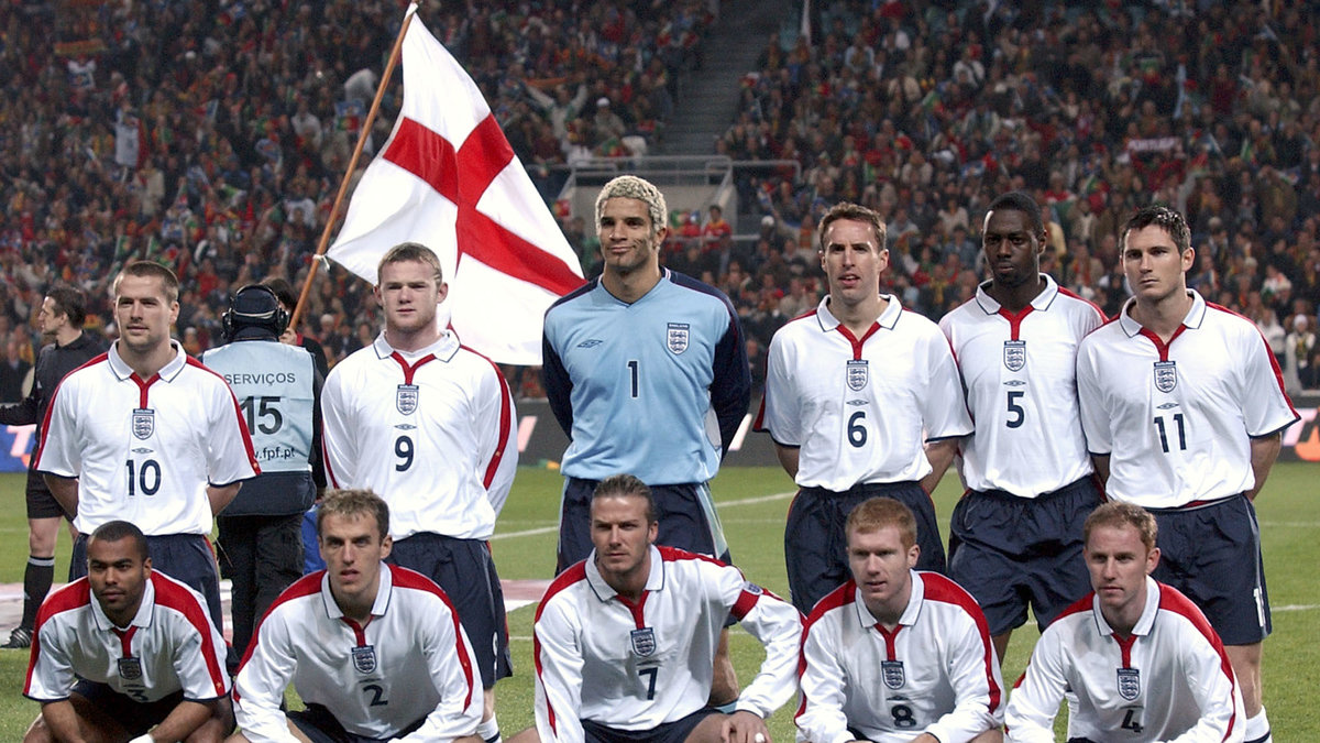 Den engelska startelvan mot Portugal i EM 2004. 