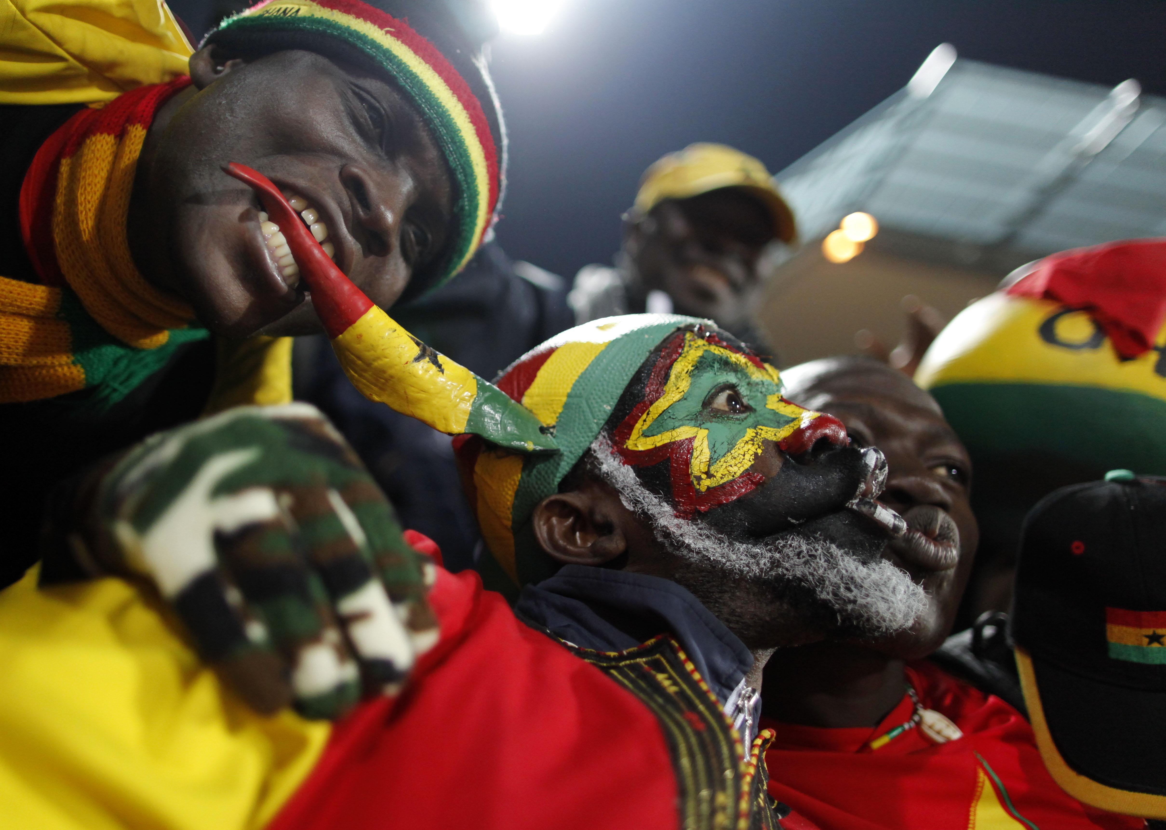 Ghanas fans firar för fullt.