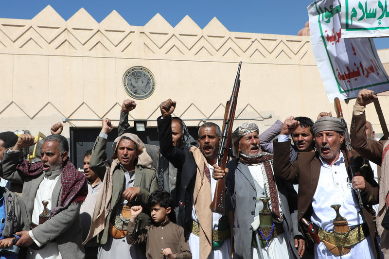 Huthirebellerna i Jemen (bilden) hör till Irans proxyaktörer. Så även Hamas i Gaza och Hizbollah i Libanon, som båda är kraftigt försvagade.