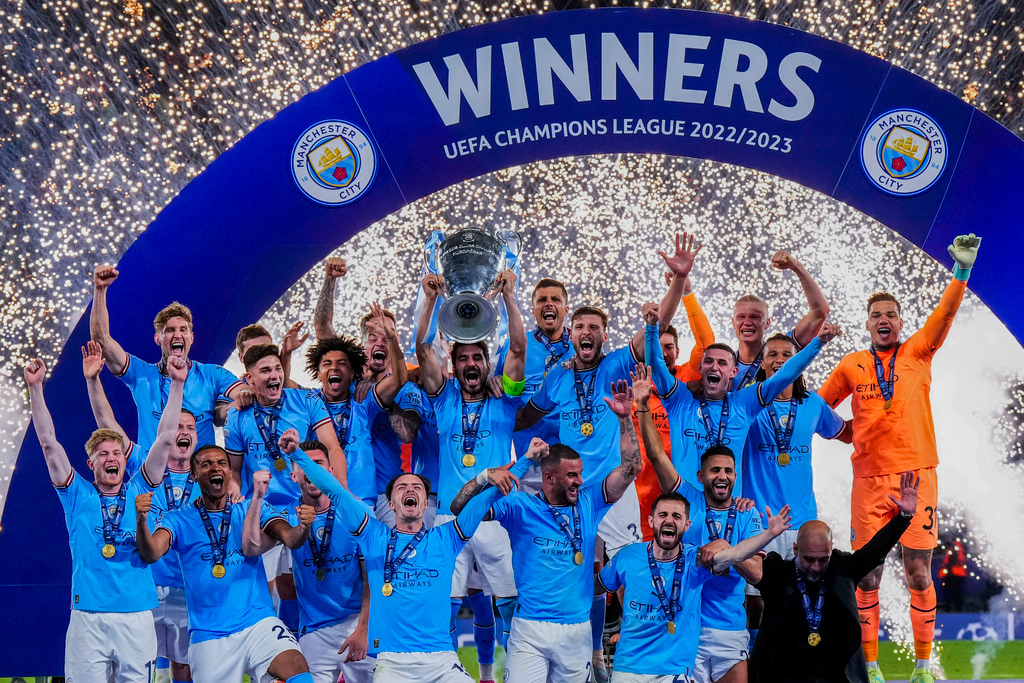 Manchester City vann Champions League, FA-cupen och Premier League under samma säsong.