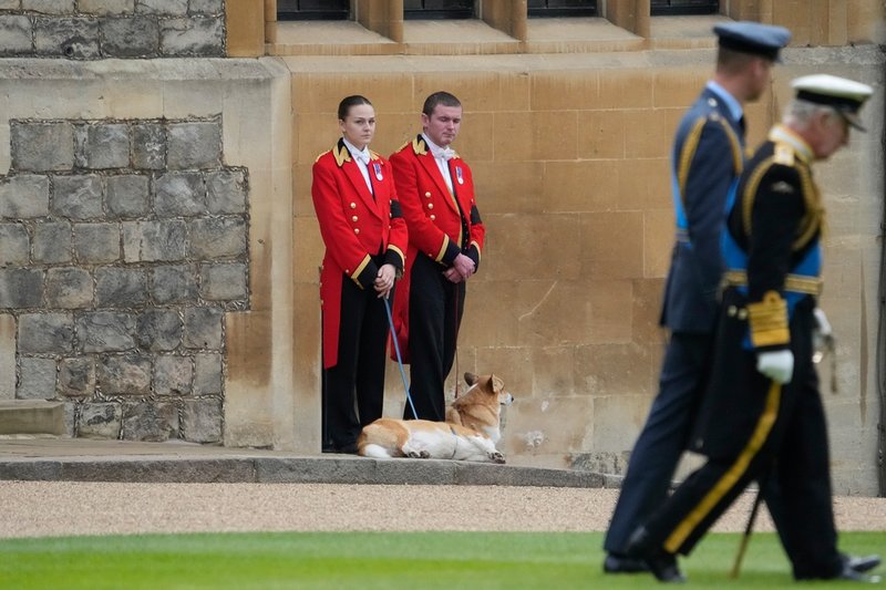 Även drottningens älskade corgihundar fick ta farväl.