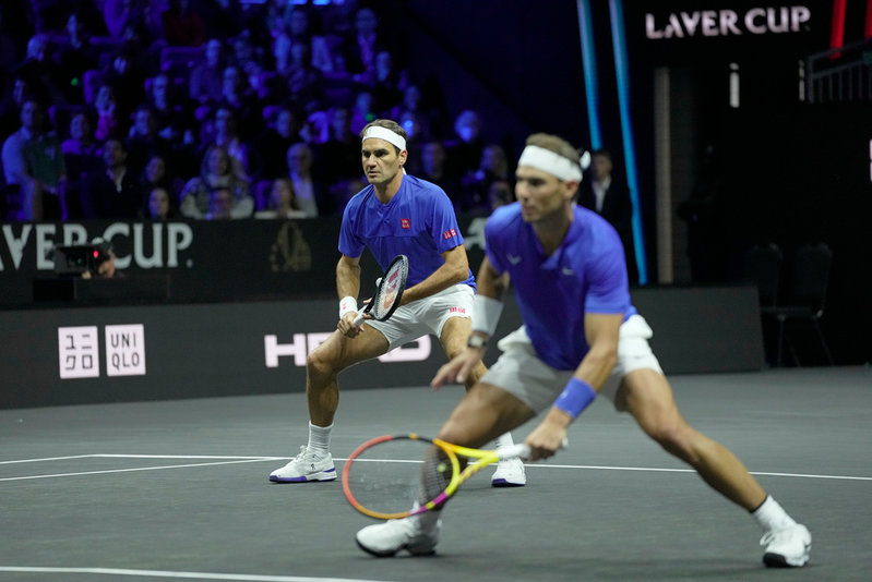 Roger Federer var i fokus, efter dubbelmatchen tillsammans med Rafael Nadal mot Jack Sock och Frances Tiafoe.