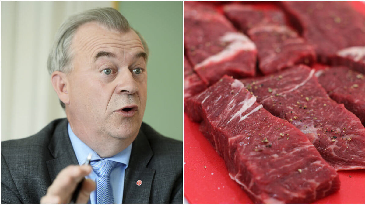 Sveriges landsbygdsminister, socialdemokraten Sven Erik Bucht vill inte uppmana till att dra ner på köttätandet i regeringens nya livsmedelsstrategi.