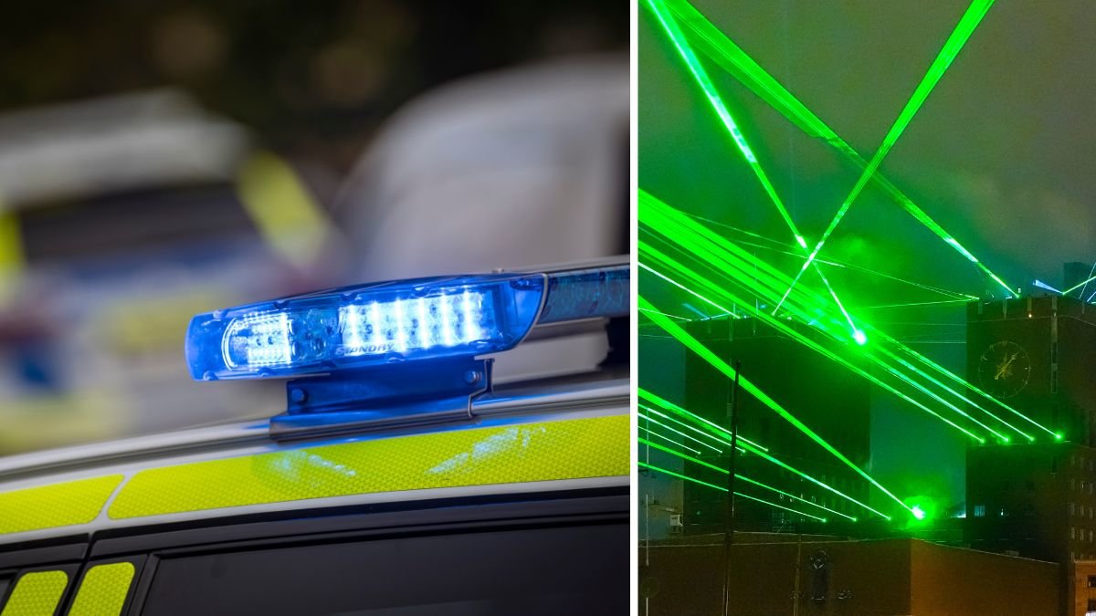 Laserattack riktades mot poliser – undersökts på sjukhus