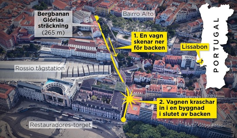 En av vagnarna skenade och kraschade in i en byggnad.