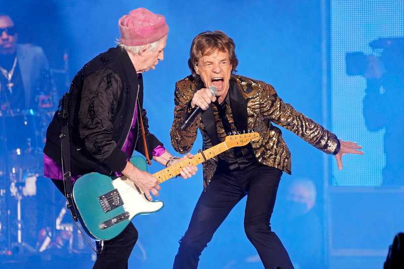 Keith Richards och Mick Jagger i Detroit under Rolling Stones höstturné 'No filter' i USA. Arkivbild.