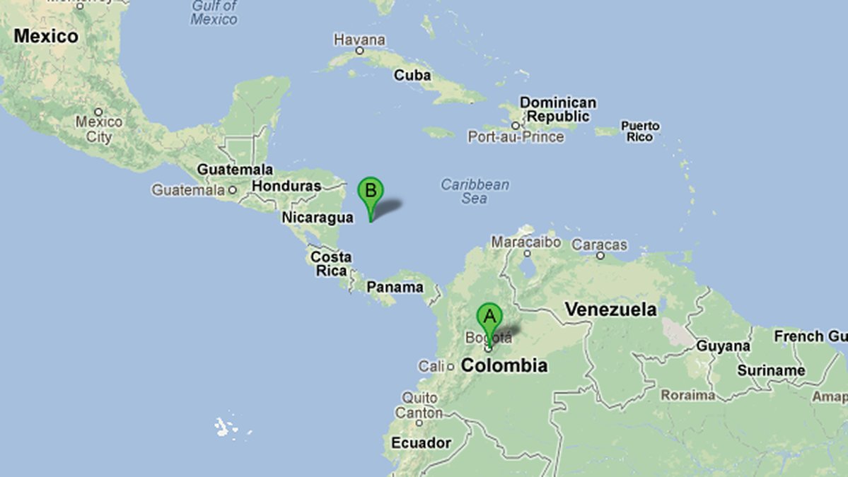 De flög från Bogota, Colombia, till den karibiska ön San Andres.