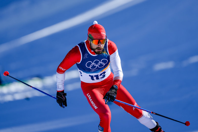 Samer Tawk under förra fredagens OS-lopp över 10 kilometer i Val di Fiemme.