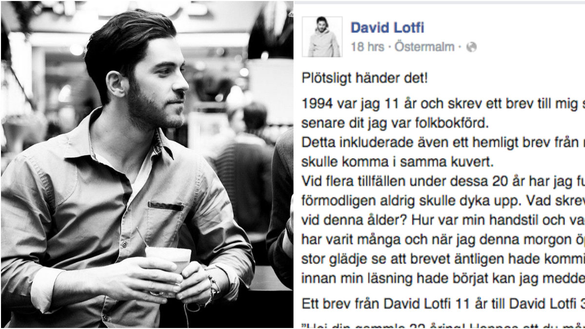 David Lotfi fick brev från sin själv som 11-åring.