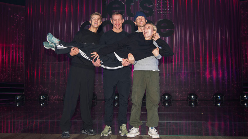 'Let’s dance'-finalisterna Theo Haraldsson, Ferry Svan, David Lindgren och Perla Malmberg.
