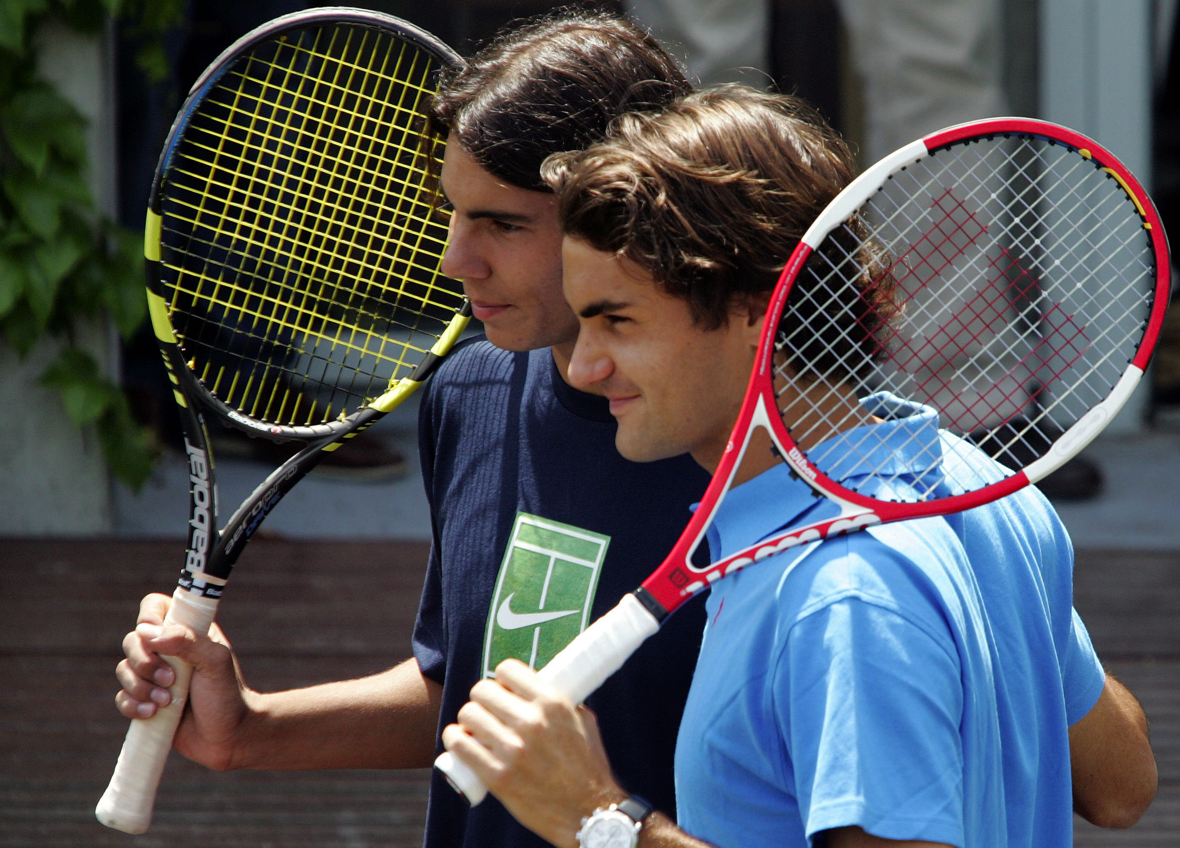 Roger Federer och hans vän/nemesis Rafael Nadal.