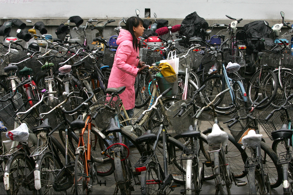 Peking, Kina, Cykel, Bil, Cykla