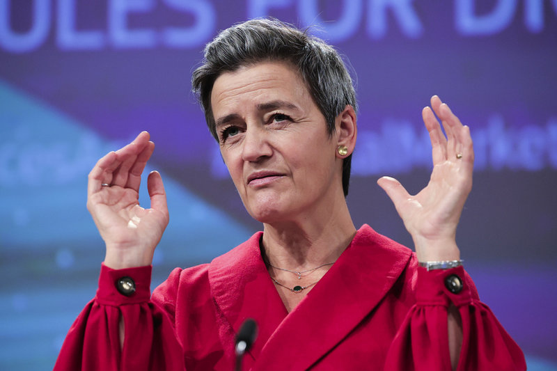 Margrethe Vestager, EU-kommissionär för konkurrensfrågor, har varit tongivande från EU-håll när det gäller DSA och tvillinglagen DMA. Arkivbild.