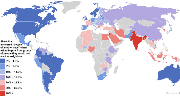 Världen, Karta, Studie, Rasism