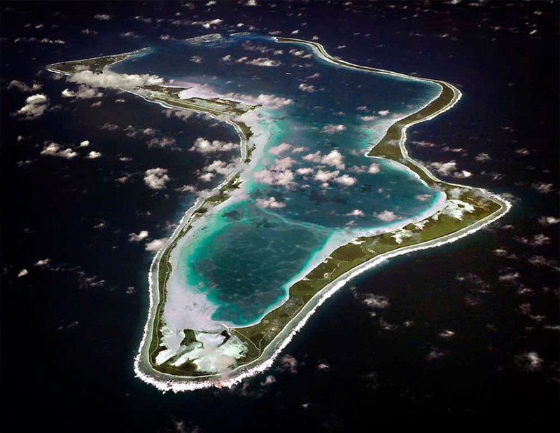 Flygbild av USA:s flotta på ön Diego Garcia. Arkivbild.