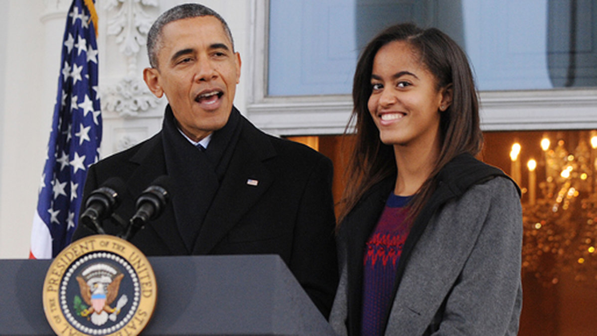 Barack Obama med sin dotter Malia Obama.