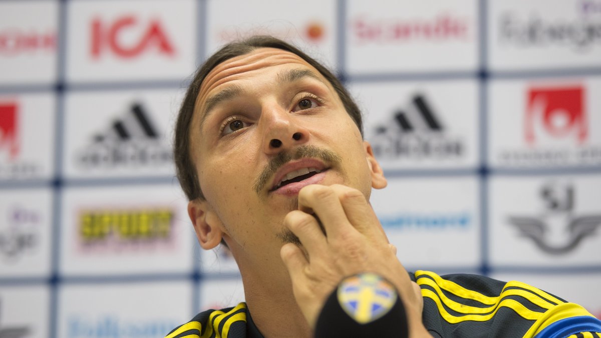Zlatan på en pressträff tidigare i år. 