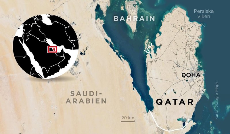Kartan visar Doha i Qatar.