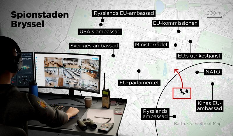 EU-kvarteren i Bryssel är bland de mest avlyssnade områdena i hela världen där många aktörer kämpar om att veta mest.